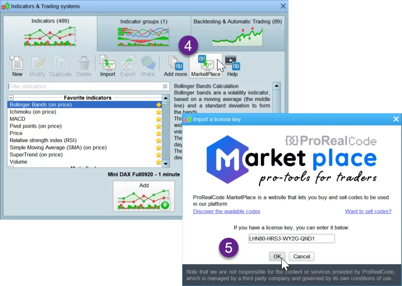 install a license, steps 4 and 5